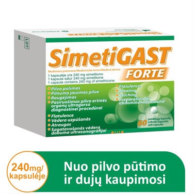 SIMETIGAST FORTE, 240 mg, 60 kapsulių
