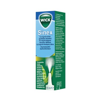 Sinex 0,5 mg/ml nosies purškalas (tirpalas), 15 ml