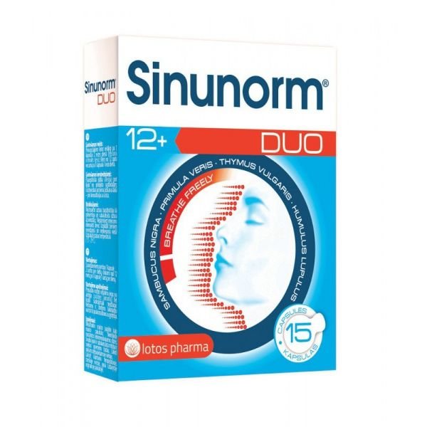 SINUNORM maisto papildas DUO, 15 kaps.