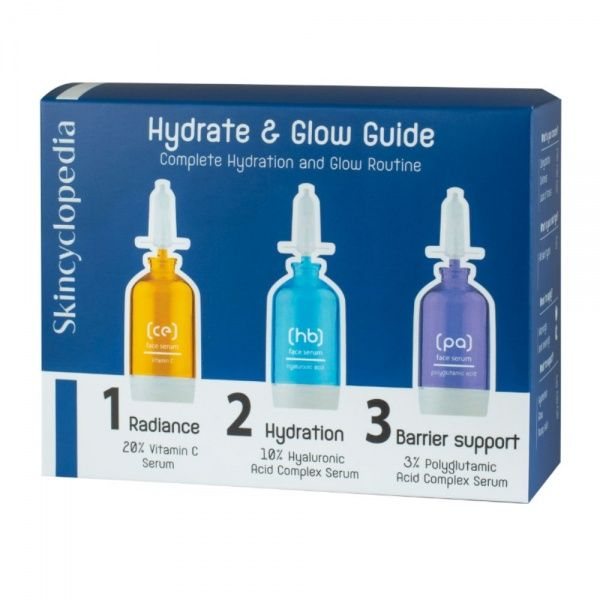 SKINCYCLOPEDIA veido serumų rinkinys HYDRATE GLOW GUIDE, x 15 ml, 3 vnt