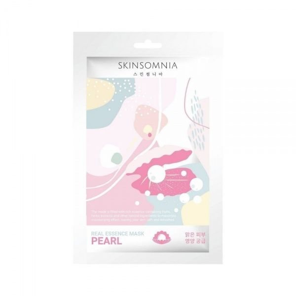 SKINSOMNIA lakštinė veido kaukė su perlų ekstraktu PEARL REAL ESSENCE, 1 vnt