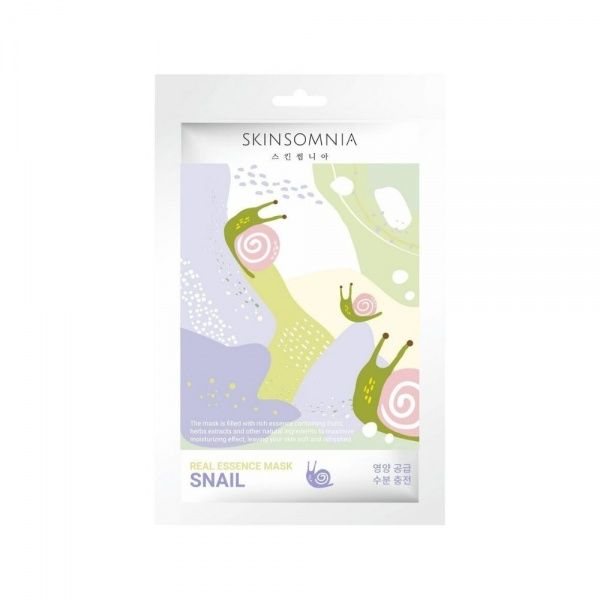 SKINSOMNIA lakštinė veido kaukė su sraigių esencija SNAIL REAL ESSENCE, 1 vnt