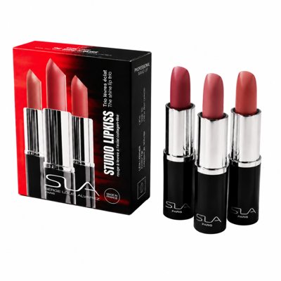 SLA PARIS „Coffret Studio Lip Kiss“ - 3 naujos lūpų dažų spalvos, 10.5 g