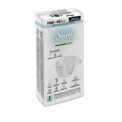 SLEEPY “Bio Natural” sauskelnės, 3 dydis, (4-. / 46 vnt. ), 10 kg