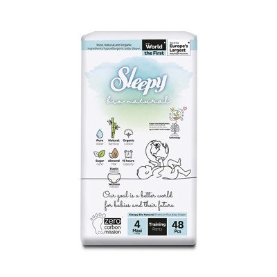 SLEEPY “Bio Natural” sauskelnės-kelnaitės, 4 Maxi (7- / 48 Vnt.), 14 kg
