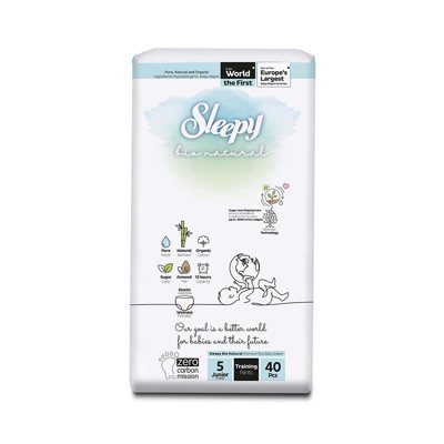 SLEEPY “Bio Natural” sauskelnės-kelnaitės, 5 Junior (11- / 40 Vnt.), 18 kg