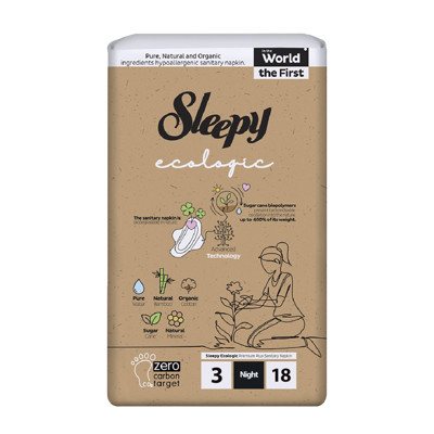 Sleepy “Ecologic” higieniniai paketai, 3 dydis "Night", 18 vnt