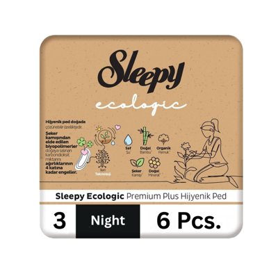 Sleepy “Ecologic” higieniniai paketai, 3 dydžio "Night", 6 vnt