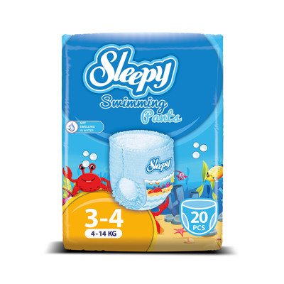 Sleepy MAUDYMOSI sauskelnės-kelnaitės, Dydis 3-4 (4-), 20 vnt., 14 kg