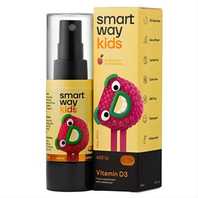 SMART WAY KIDS VITAMINAS D3 400TV, purškiamas maisto papildas, 30 ml