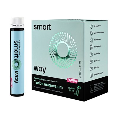 SMART WAY LIPOSOMINIS MAGNESIUM 525 mg + B6, Turbo shots, 15 buteliukų, 25 ml