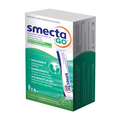 SMECTAGO, citrininės mėtos skonio, paruošta vartoti suspensija, 12 paketėlių