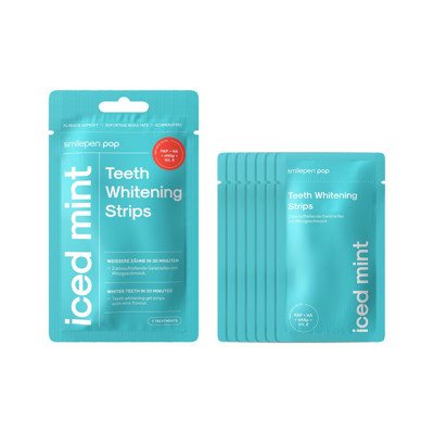 SMILEPEN POP ICED MINT WHITENING STRIPS, balinimo juostelės Smilepen, 7 x 2 vnt
