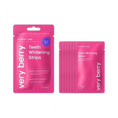 SMILEPEN POP VERY BERRY WHITENING STRIPS, balinimo juostelės Smilepen, 7 x 2 vnt