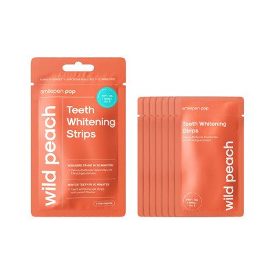 SMILEPEN POP WILD PEACH WHITENING STRIPS, balinimo juostelės Smilepen, 7 x 2 vnt