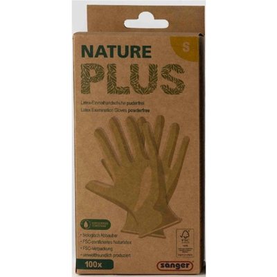 Sänger Nature Plus vienkartinės lateksinės pirštinės, S dydžio, 100 vienetų