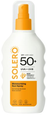 SOLERO drėkinamasis purškalas nuo saulės SPF 50+, 200 ml