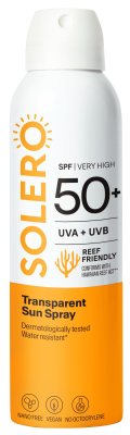 SOLERO skaidrus purškalas nuo saulės SPF 50+, 200 ml