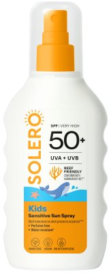 SOLERO vaikams skirtas jautrios odos purškalas nuo saulės SPF 50+ nuo 6 mėn, 200 ml