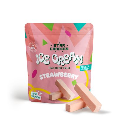 STAR CANDIES Šaltyje džiovinti braškiniai ledai, 16 g