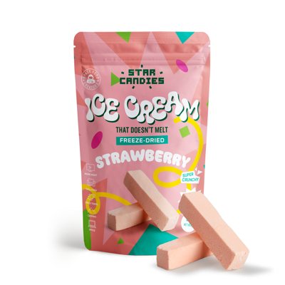STAR CANDIES Šaltyje džiovinti braškiniai ledai, 50 g