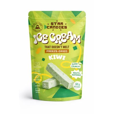 STAR CANDIES Šaltyje džiovinti kivi skonio ledai, 50 g
