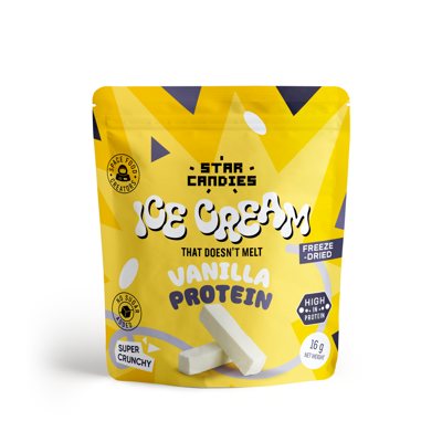 STAR CANDIES Šaltyje džiovinti vanilės skonio proteininiai ledai, 16 g