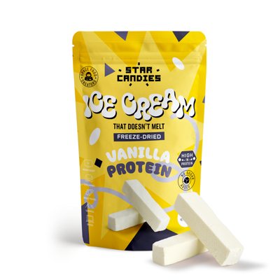 STAR CANDIES Šaltyje džiovinti vanilės skonio proteininiai ledai, 50 g