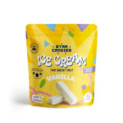 STAR CANDIES šaltyje džiovinti vaniliniai ledai, 16 g
