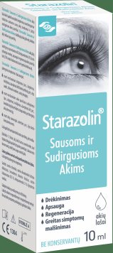 STARAZOLIN sausoms ir sudirgusioms akims akių lašai, 10 ml