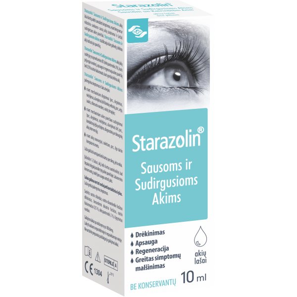 STARAZOLIN sausų, sudirgusių akių lašai, 10 ml