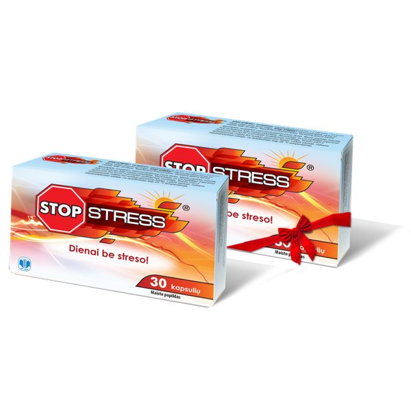 STOP STRESS maisto papildų komplektas 1+1, 30 kaps.