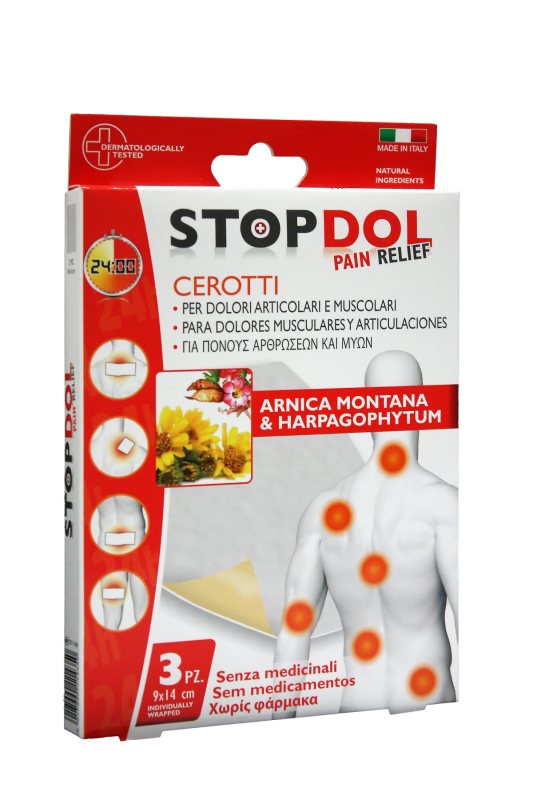 STOPDOL PAIN RELIEF pleistras su arnika velnio leten. N3, 3 vnt., 9 x 14 cm