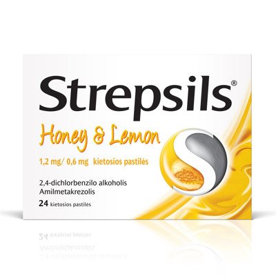Strepsils Honey & Lemon 1,2 mg/0,6 mg kietosios pastilės N24