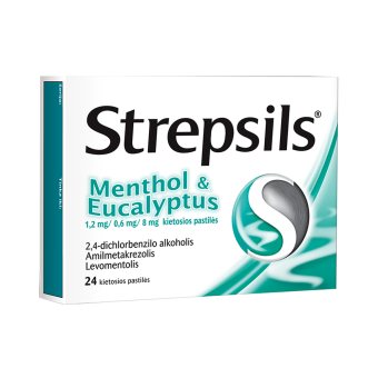 Strepsils Menthol & Eucalyptus 1,2 mg/0,6 mg/8 mg kietosios pastilės N24