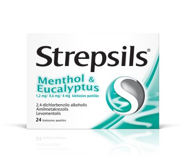 STREPSILS su MENTOLIU ir EUKALIPTU kietosios pastilės N24