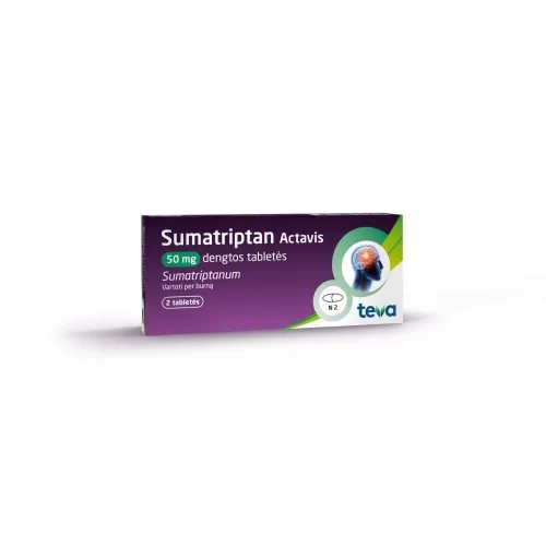 Sumatriptan Actavis 50mg dengtos tabletės N2