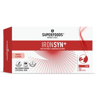 SUPERFOODS IRONSYN+, milteliai, 20 paketėlių