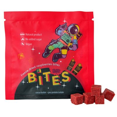 SUPERGARDEN BITES liofilizuoti užkandžiai su avietėmis, 10 g