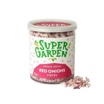 SUPERGARDEN, raudonųjų svogūnų gabaliukai, džiovinti šaltyje, M, 25 g
