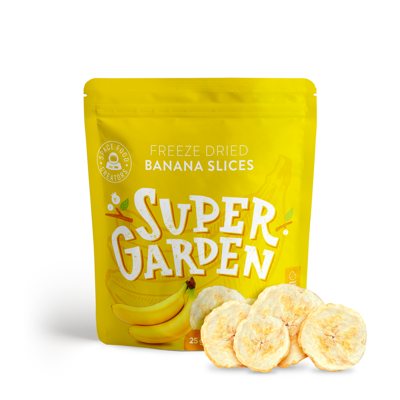 SUPERGARDEN šaltyje džiovintos bananų skiltelės, 25 g