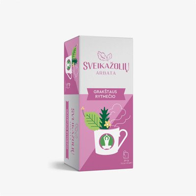 SVEIKAŽOLIŲ ARBATA GRAKŠTAUS RYTMEČIO, žolelių arbata, 20 vnt, 1.5 g