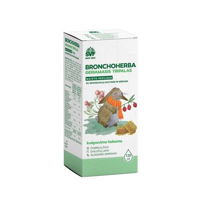 ŠVENČIONIŲ VAISTAŽOLĖS BRONCHOHERBA, geriamasis tirpalas, 120 ml
