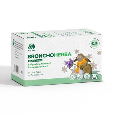ŠVENČIONIŲ VAISTAŽOLĖS BRONCHOHERBA VAIKAMS, žolelių arbata, 20 vnt., 1.5 g