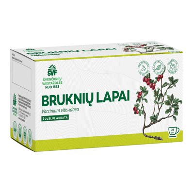 ŠVENČIONIŲ VAISTAŽOLĖS, BRUKNIŲ LAPAI, žolelių arbata, 24 vnt., 1.5 g