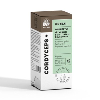 ŠVENČIONIŲ VAISTAŽOLĖS, CORDYCEPS+, imunitetui, fiziniam pajėgumui, 60 kapsulių
