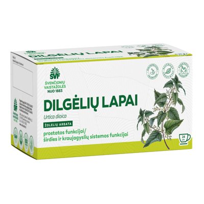ŠVENČIONIŲ VAISTAŽOLĖS DILGĖLIŲ LAPAI, žolelių arbata, 24 vnt., 1 g