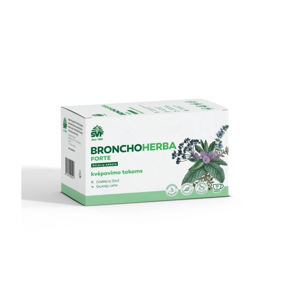 ŠVENČIONIŲ VAISTAŽOLĖS kvėpavimo takams BRONCHOHERBA FORTE, žolelių arbata x 20 vnt., 1.5 g