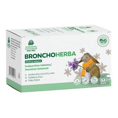 ŠVENČIONIŲ VAISTAŽOLĖS kvėpavimo takams, imunitetui BRONCHOHERBA VAIKAMS, žolelių arbata, x 20 vnt., 1.5 g