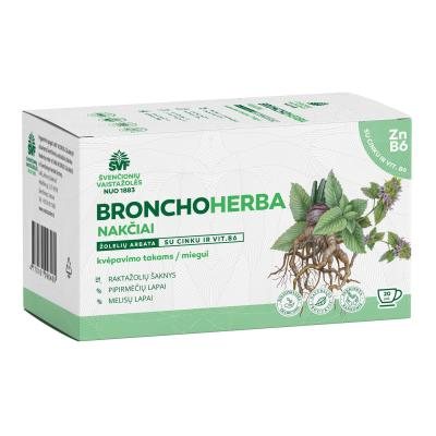 ŠVENČIONIŲ VAISTAŽOLĖS kvėpavimo takams, miegui BRONCHOHERBA NAKČIAI, žolelių arbata, x 20 vnt., 1.5 g